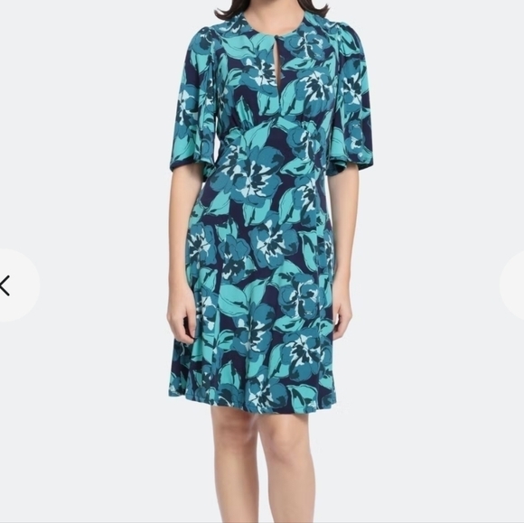 NWT Maggy London Censa blue Floral Dress - Picture 3 of 11